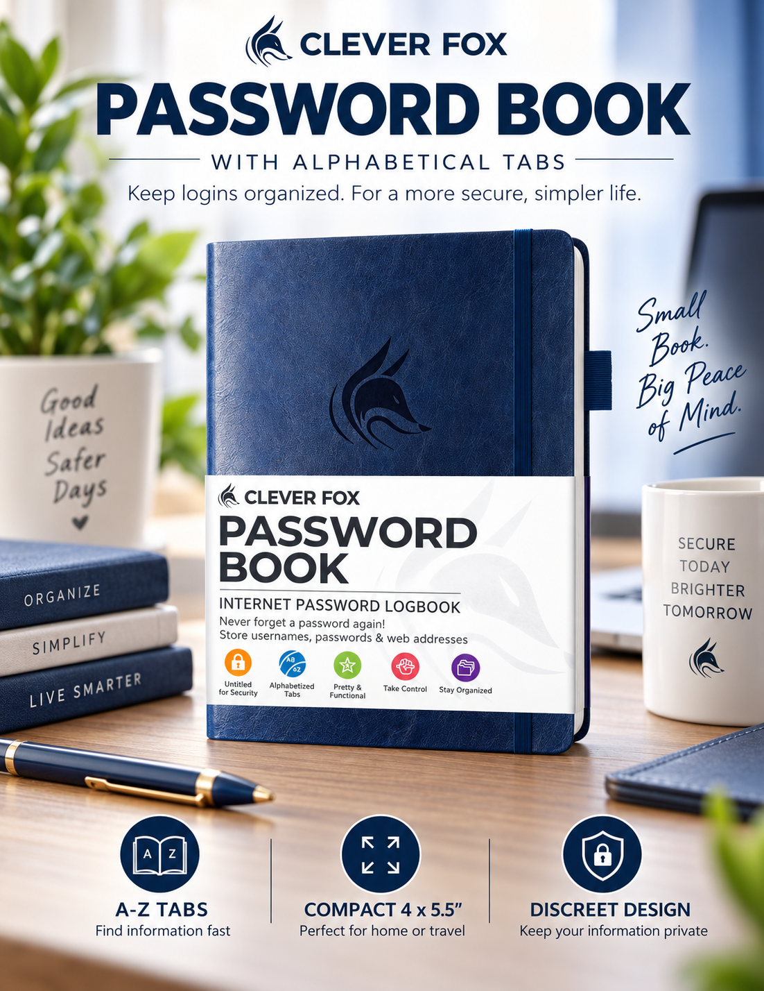 Clever Fox Password Book with Alphabetical Tabs