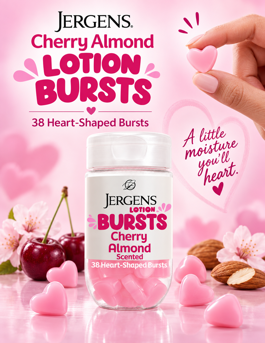 Jergens Cherry Almond Body Lotion Bursts, 38 ct