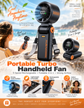 Portable Turbo Handheld Fan | 5-Speed Rechargeable