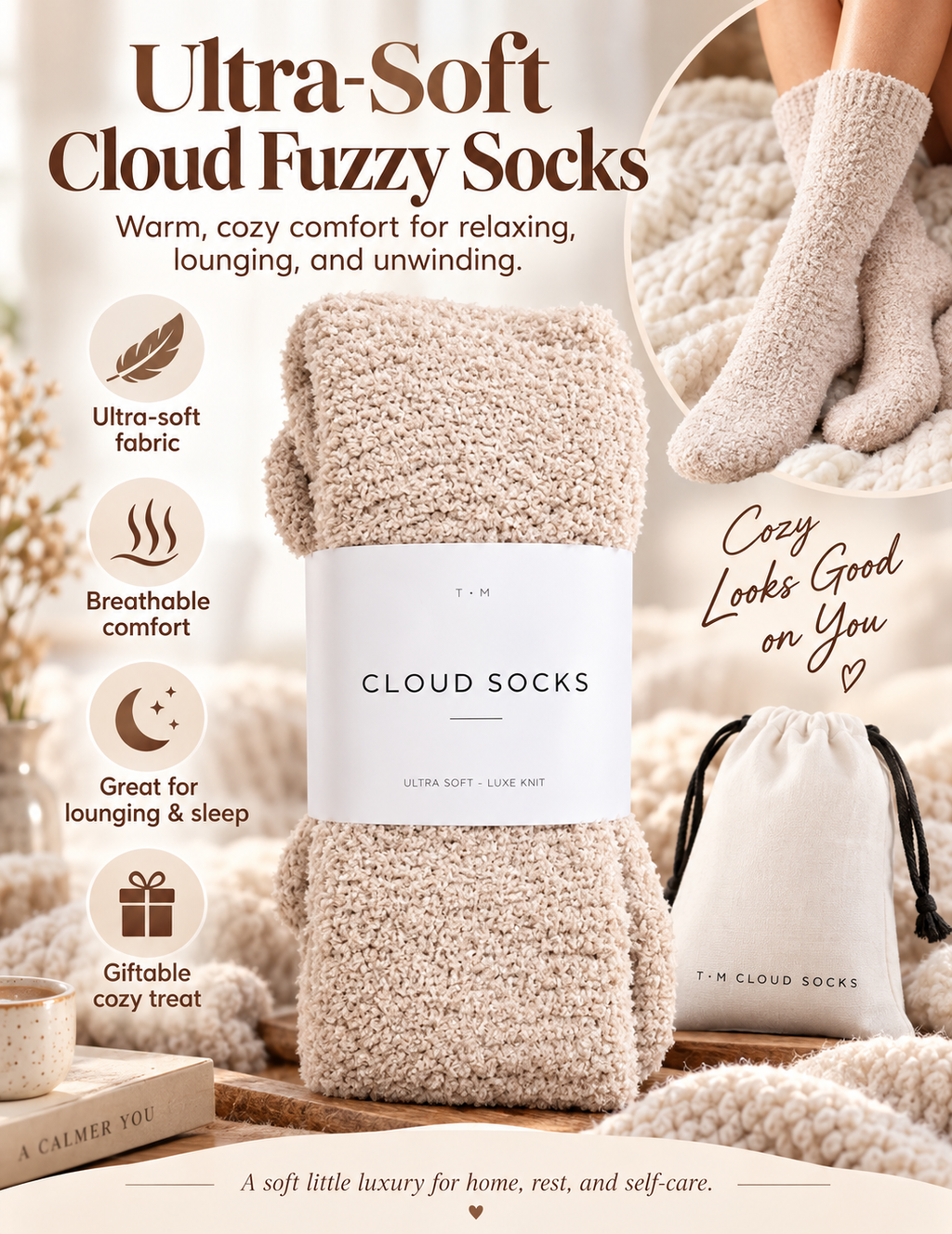 Ultra-Soft Cloud Fuzzy Socks